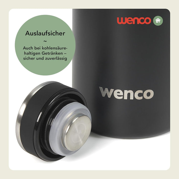 wenco Trinkflasche Edelstahl 0,5l / 500ml isoliert und auslaufsicher für kalte und heisse Getränke a