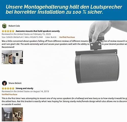 Wandhalterung für SONOS One/SONOS One SL/SONOS Play 1 Speaker(Drehbar und neigbar,kompatibel mit SON