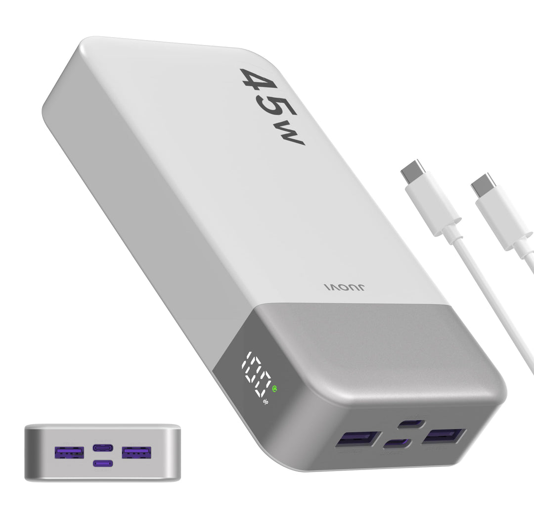 JUOVI Power Bank Fast Charging, 20000mAh 45W Tragbares Ladegerät, Super Fast Charging mit LED Displa