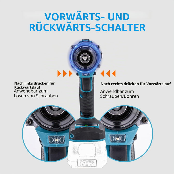 KATSU FIT-BAT 21 V bürstenloser Akku-Bohrschrauber, 10 mm, Schnellspannbohrfutter, kompakt, 2-Gang-G