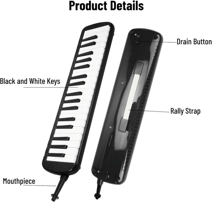 Melodica 37 Tasten Tastatur Melodica Blasmusikinstrument für Anfänger Professionelles Training mit E