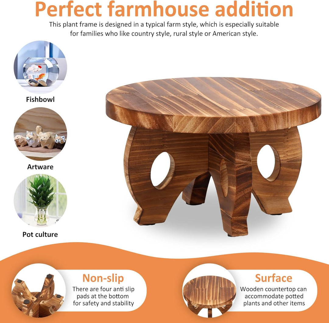 Pflanzenständer aus Holz,Pflanzenhocker Runder,Blumenhocker Holz,Blumenständer Pflanzenständer,Indoo