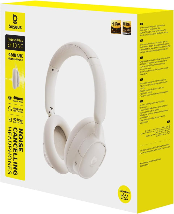 Baseus EH10 NC Bluetooth Kopfhörer mit -45dB Hybrid Active Geräuschisolierung, Over-Ear Kopfhörer mi