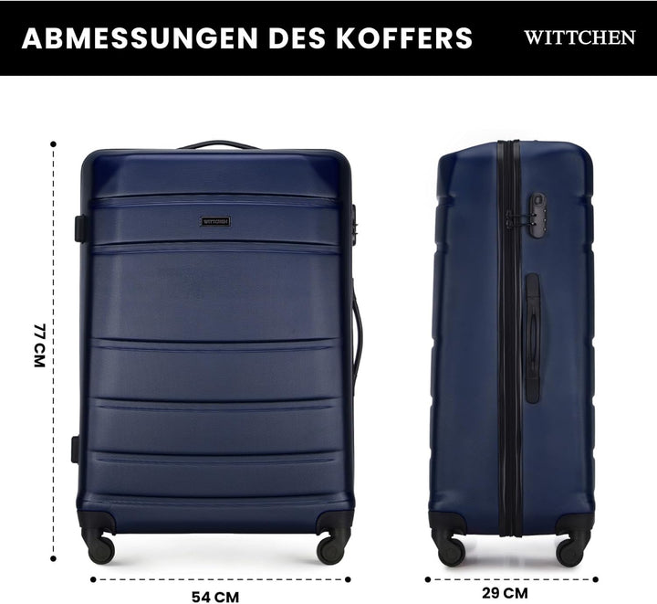 WITTCHEN Globe Line Grosser Koffer Trolley Reisekoffer aus ABS Hartschale 4 Rollen Zahlenschloss | G
