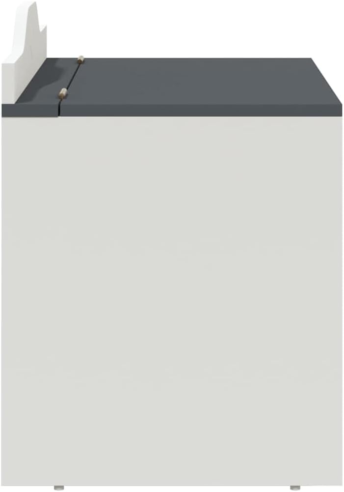 Spielzeugtruhe mit Tafelvorderseite ROROS in Grau und Weiss, Holzwerkstoff Stauraumbox 73 x 40 x 55