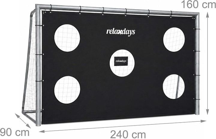 Relaxdays Fussballtor, ohne oder mit Torwand, PE-Netz &amp; Stahl, grau mit Torwand 240 x 160 x 90 cm, m