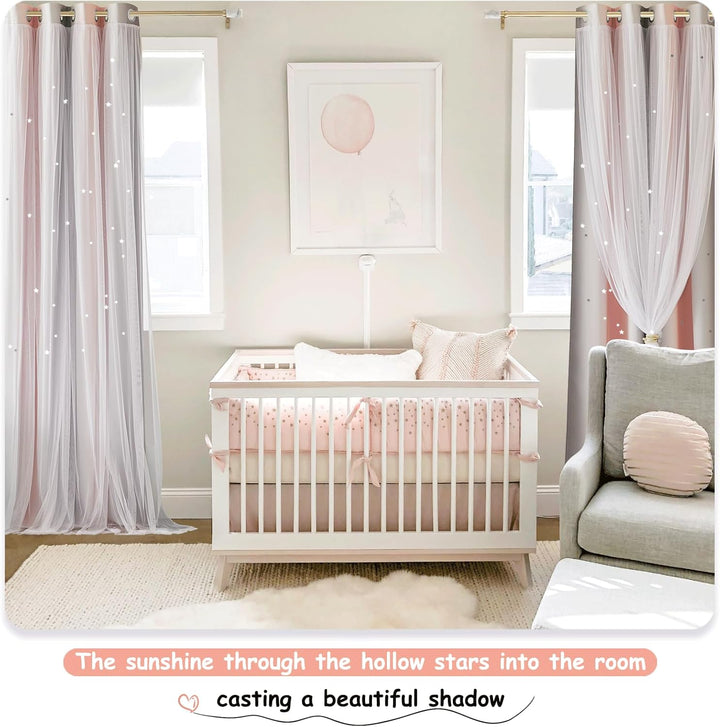 NICETOWN Kinderzimmer Vorhang Mädchen Gardinen mit Kräuselband 2er Set H 240 x B 132 cm Kindervorhän