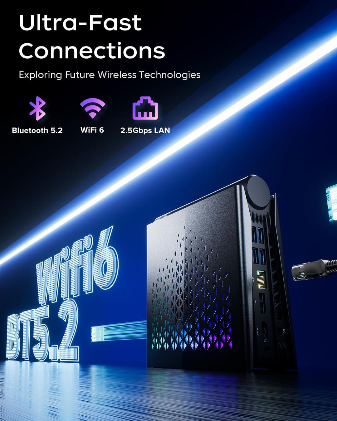 Mini PC Gaming AMD Ryzen 9 6900HX (8C/16T,bis zu 4,9 GHz), 32GB DDR5 1024GB (1 TB) NVME PCIe3.0 SSD,