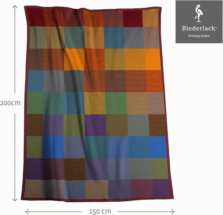 Biederlack Kuscheldecke bunt, Sofadecke 100% Baumwolle, 150 x 200 cm
