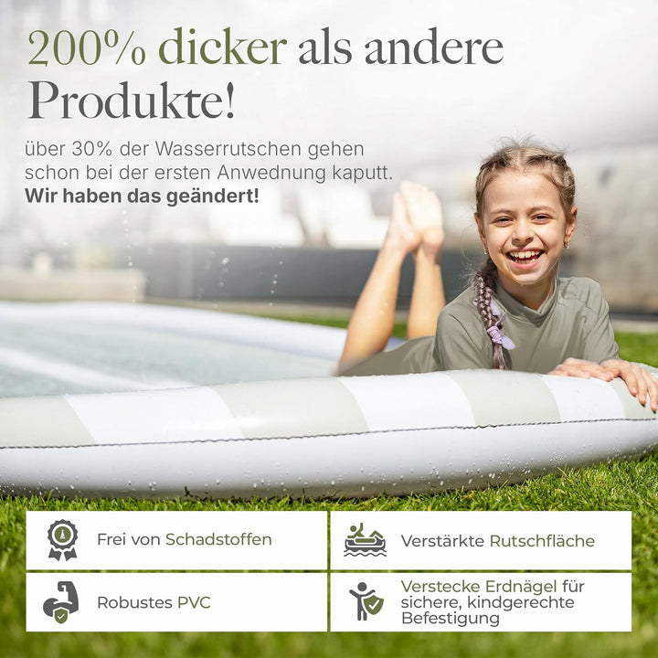 Wasserrutsche Garten für Kinder | reissfestes Premium-PVC-Material | inkl. 2 Bodyboards | Doppel-Bah