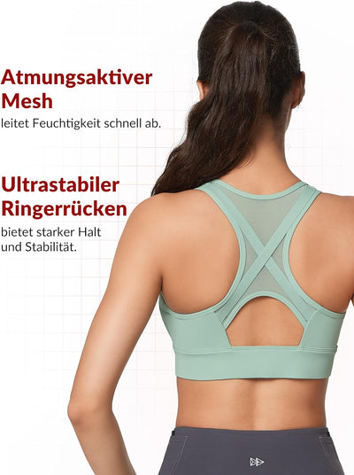 Yvette Starker Halt Sport BH Grosse Brüste mit Vorderverschluss Mesh Ringerrücken Ohne Bügel für Fit