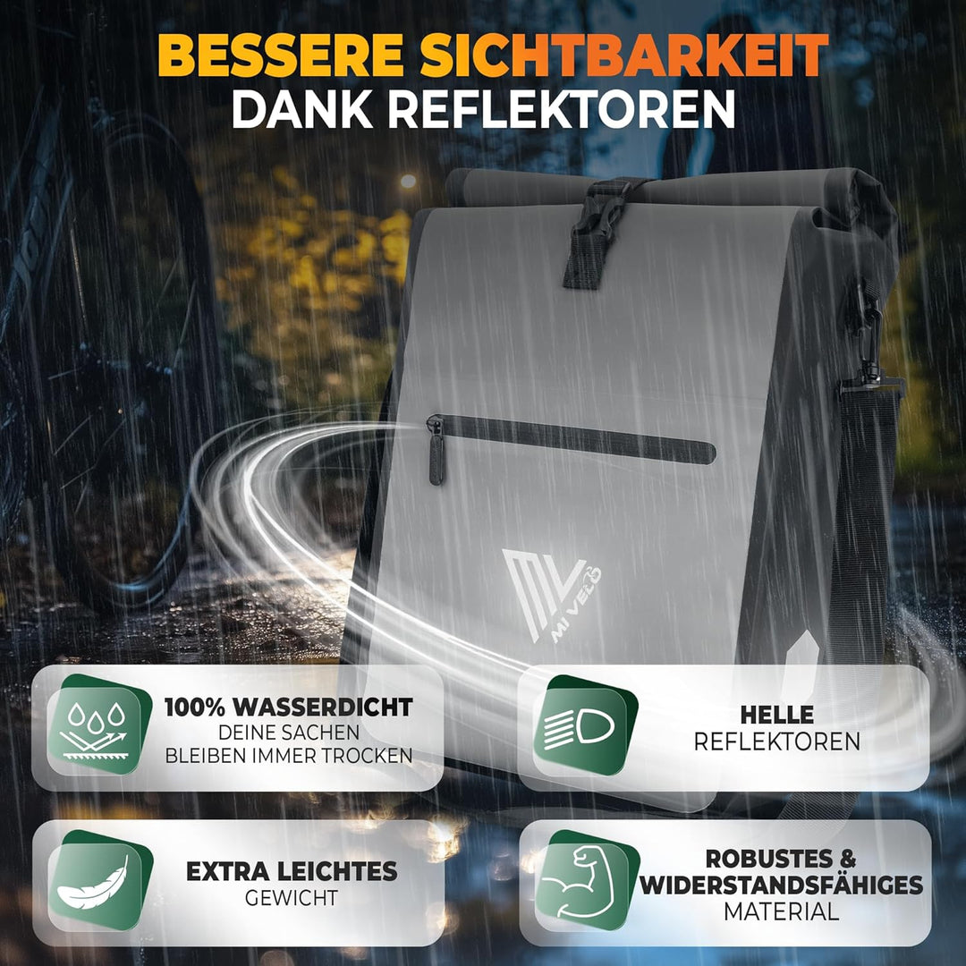MIVELO 2in1 Fahrradtasche für Gepäckträger Gepäckträgertasche 100% wasserdicht Fahrrad Tasche für Ge