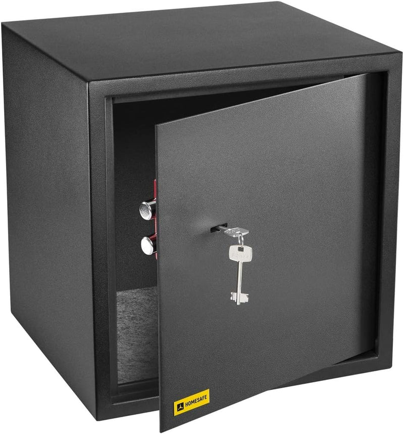 Homesafe HV38K Tresor Safe mit Schlüssel-Schloss, 38x35x35cm (HxWxD), Carbon Satin Schwarz, 38x35x35