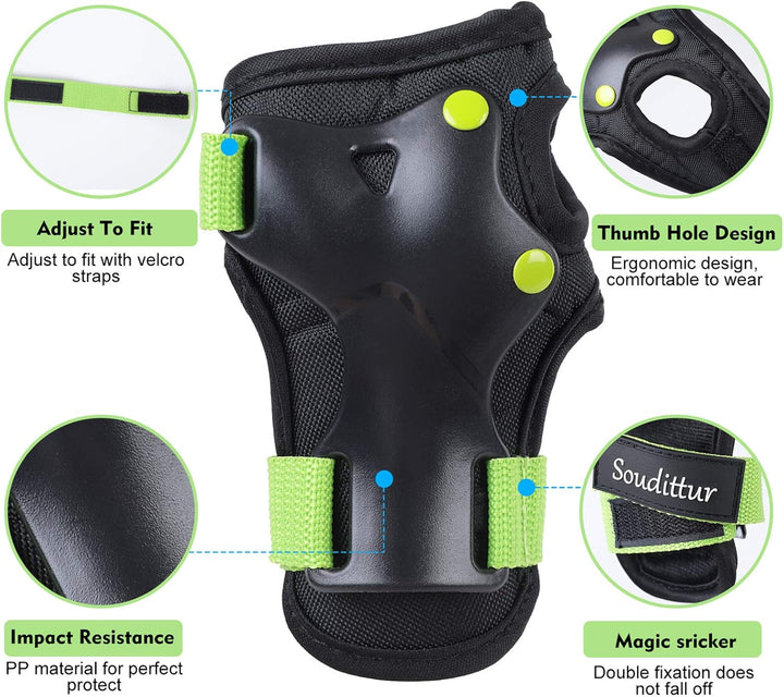 Soudittur Knieschoner Kinder Inliner Protektoren Set 3 IN 1 Knieschützer Kinder Ellenbogenschoner Ha