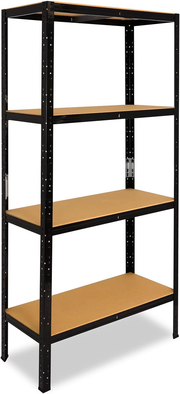 shelfplaza® 180x45x30cm Black Schwerlastregal schwarz/Metallregal schwarz 4 Böden à 175kg Tragkraft/
