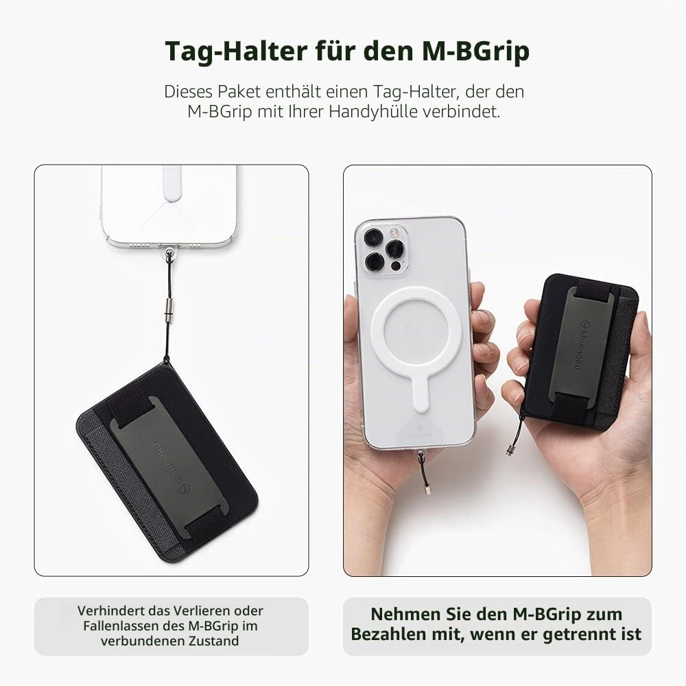 Sinjimoru Rutschfester Magnetischer Handy Kartenhalter mit Fingergriff, Kreditkartenetui kompatibel