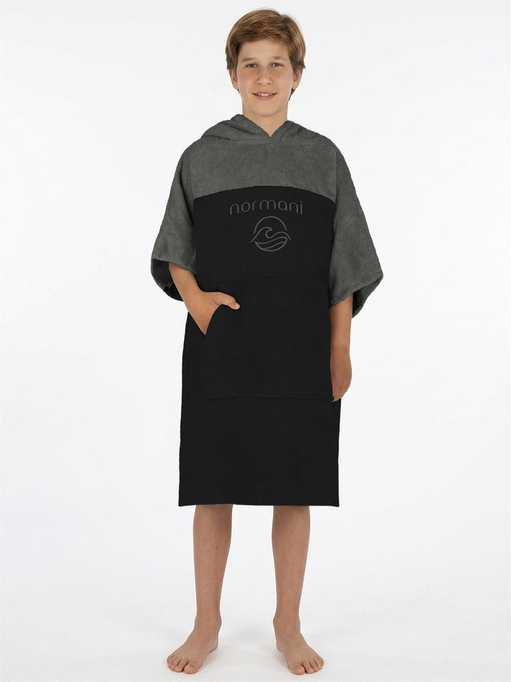 normani Teenager Frottee Badeponcho aus Bio-Baumwolle für Jungen und Mädchen - Strandponcho Surfer P