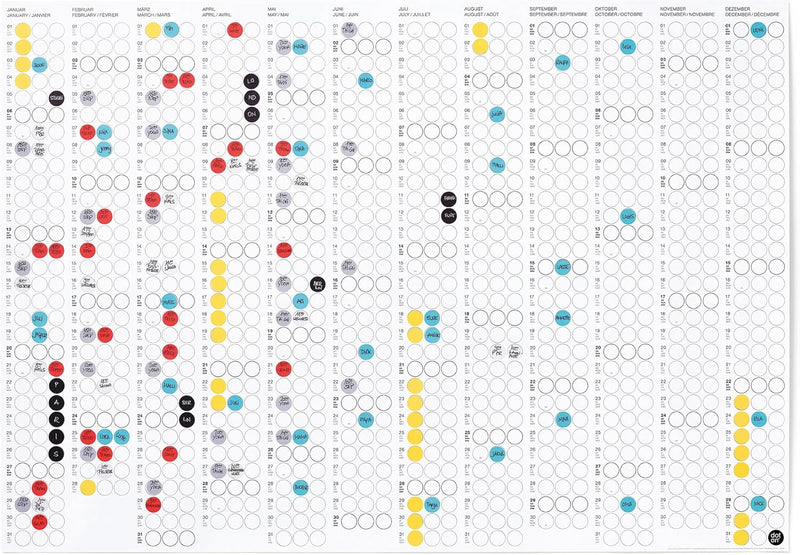 dot on Jahreskalender 2025 mit bunten Klebepunkten | Wandplaner Designkalender DIY Kalender Wandkale