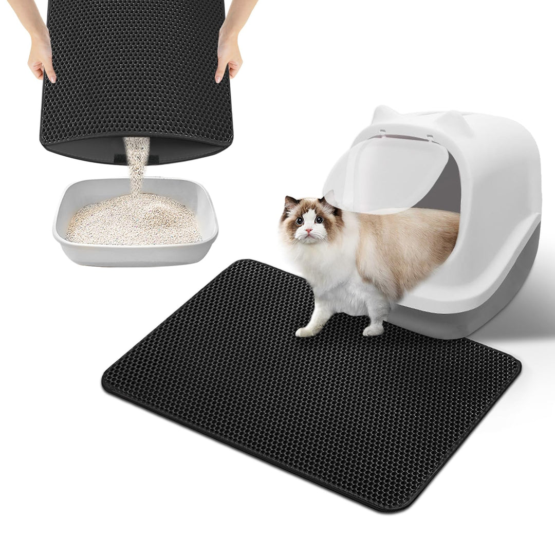 Phantasy Katzenklo Matte 30 * 45 CM, Schwarz Katzenstreu Unterleger Waben Design Vorleger wasserdich