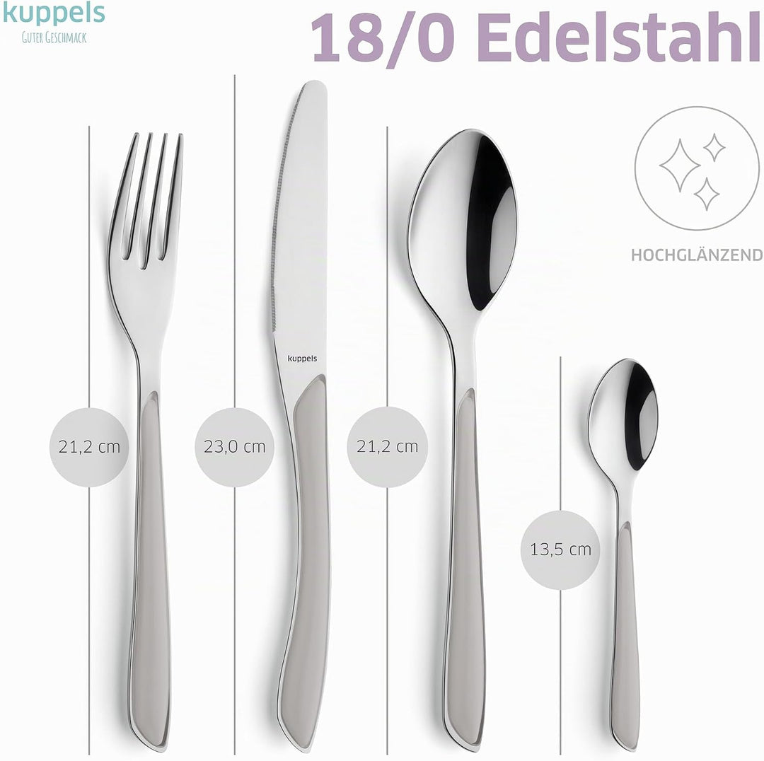 Kuppels Prisma Besteck Set für 6 Personen aus Edelstahl poliert | Besteckset 24-teilig | Hochwertige