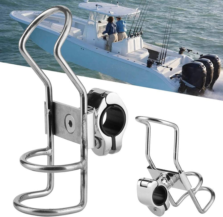 Qiilu Angelrutenhalter, Angelrutenhalter Edelstahl-Schienenhalterung Stangenhalterung Stützklemme Bo