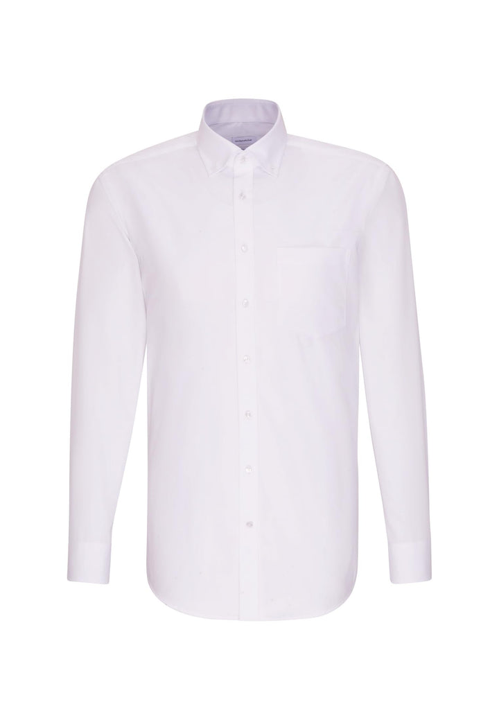 Seidensticker Herren Regular Bügelfrei Button-down Langarm Businesshemd 46 Weiss (White 000), 46 Wei