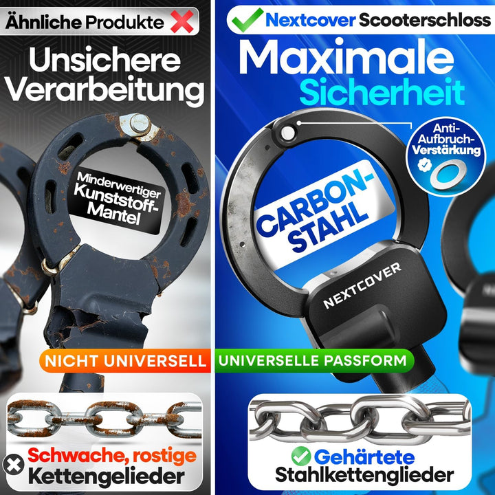 NEXTCOVER® E-Scooter Schloss [Steel-Secure-Technologie] | Handschellenschloss für Roller, eBike | ro