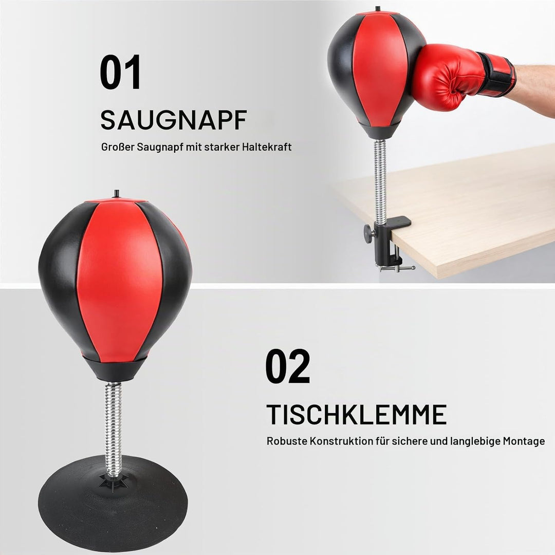 Boxsack für den Schreibtisch, Punchingball Tisch mit Superstarkem Saugnapf &amp; Tischklemme, Antistress