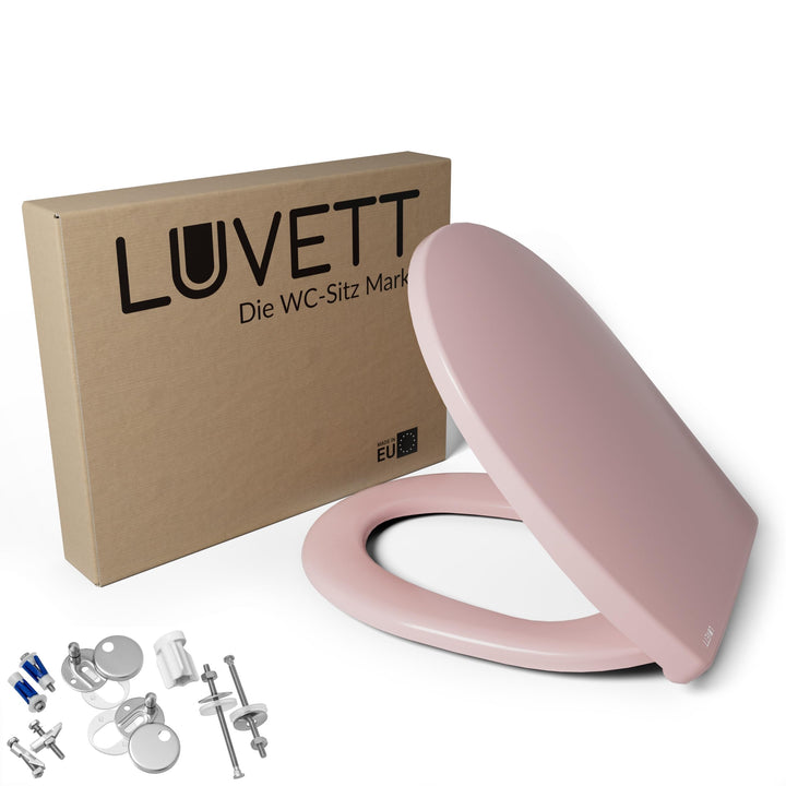 LUVETT® WC-Sitz mit Absenkautomatik C100 oval universell, Toilettendeckel mit 3 Edelstahl Montagelös