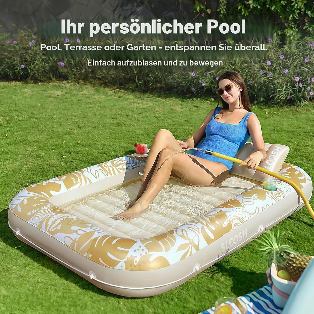 SLOOSH Aufblasbare Tanning Pool, 70" x 46"/ 85" x 57" Grosse aufblasbarer Luftmatratze für Erwachsen