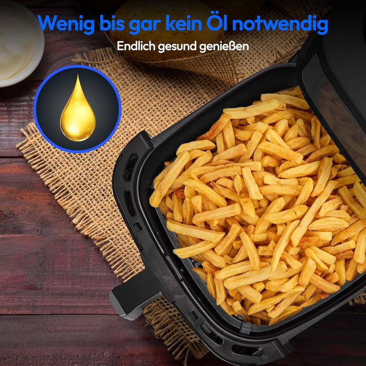 MEDION P10 XL Heissluftfritteuse (6,8 Liter XXL Frittierkorb, 2.150 Watt, zwei Heizelemente aus Edel