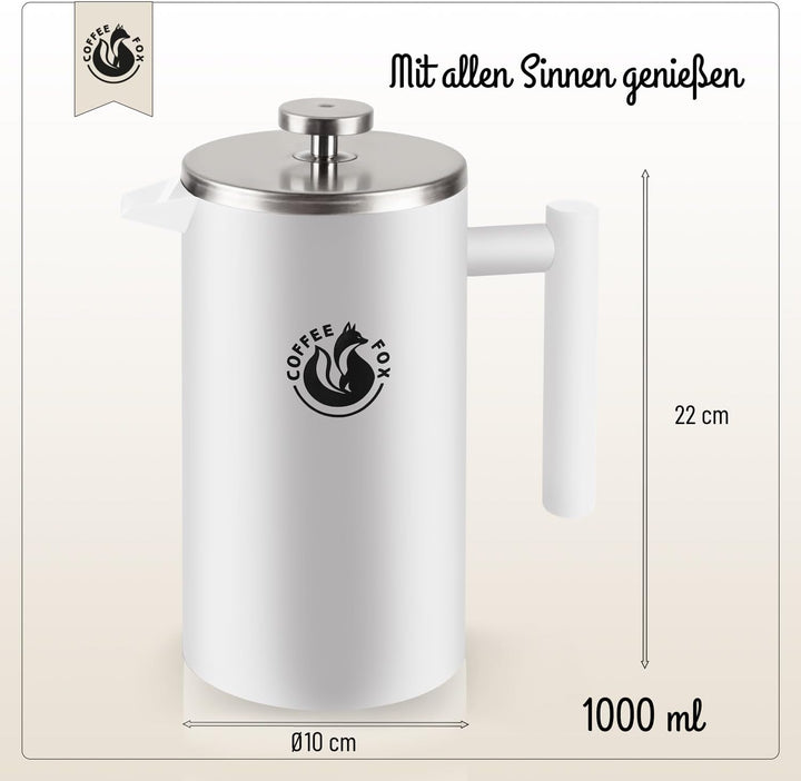 French Press Kaffeekanne aus doppelwandigem Edelstahl Schwarze Pressfilterkanne Französische Kaffeep