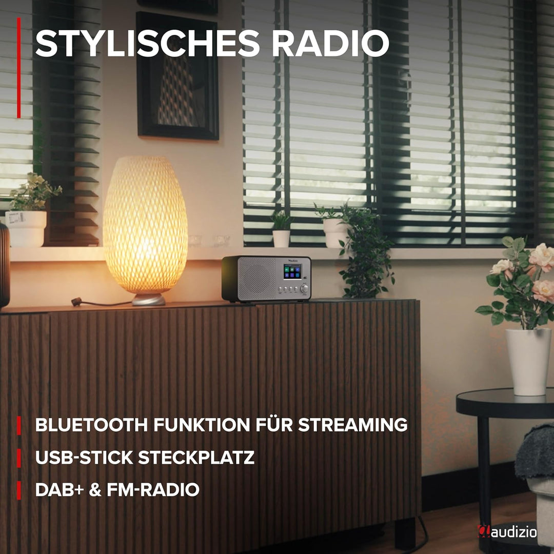 Audizio Avio - Kompaktes DAB Plus Radio mit Bluetooth, Digitalradio, FM & UKW, AUX, 30 Watt Lautspre