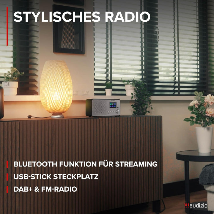 Audizio Avio - Kompaktes DAB Plus Radio mit Bluetooth, Digitalradio, FM & UKW, AUX, 30 Watt Lautspre