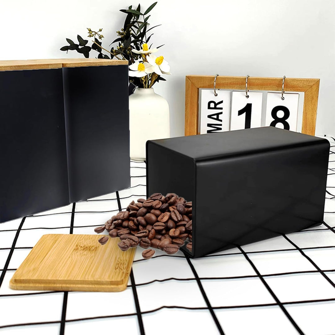 Tee-, Kaffee- und Zuckerdosen-Set, 3-teilig, schwarze Kanister, Tee-, Kaffee- und Zuckerdosen-Set, f