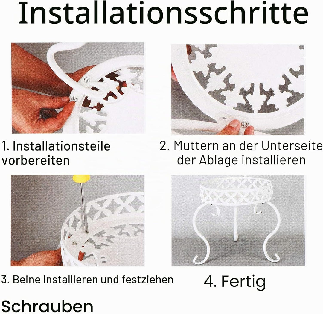 SUMNACON 1 x Kunst-Metall-Pflanzenständer, Blumentopf-Halter für den Innen- und Aussenbereich, weiss