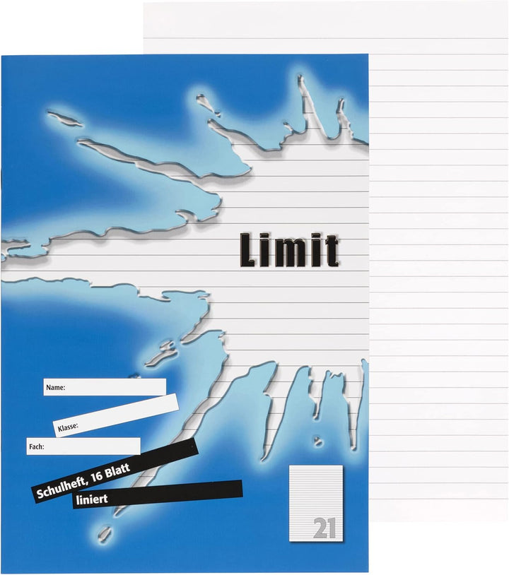 LIMIT Schulheft 100050511 10er Pack A4 Lineatur 26 - kariert mit Rand 16 Blatt orange & Schulheft 10