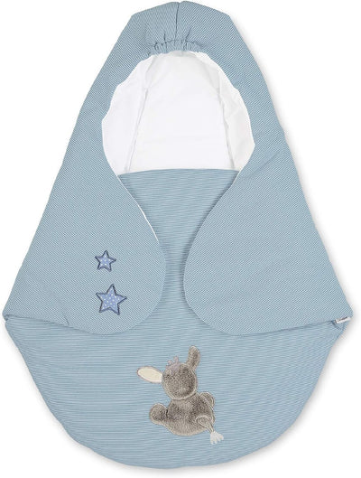 Sterntaler Einschlagdecke, Esel Emmi, Wattiert, Alter: Für Babys ab der Geburt, 75 x 90 cm, Hellblau