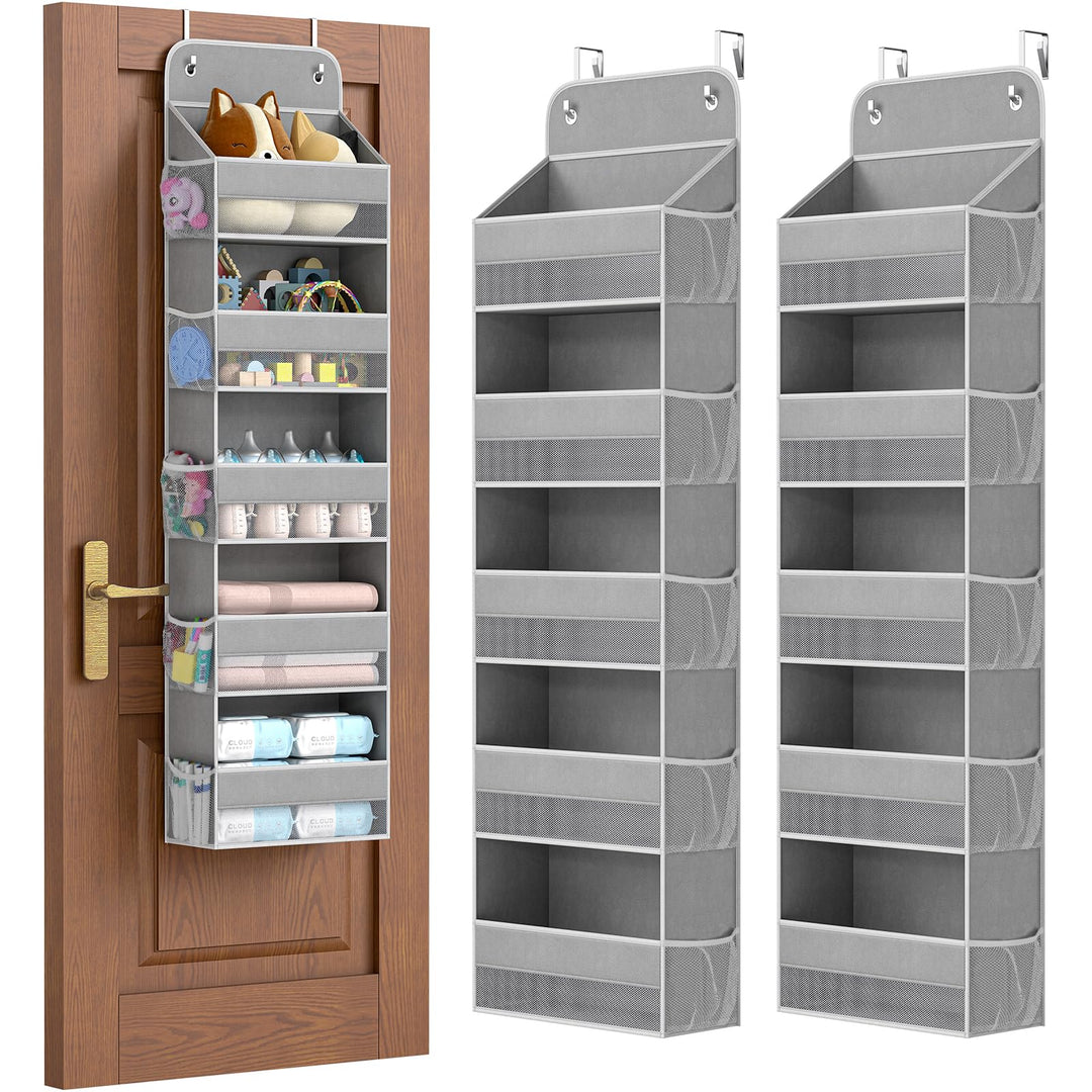LAMU 2er Pack Tür Organizer Hängend, 5-Fächer Mit 10 Seitlichen Taschen, Organizer Hängend, Aufbewah
