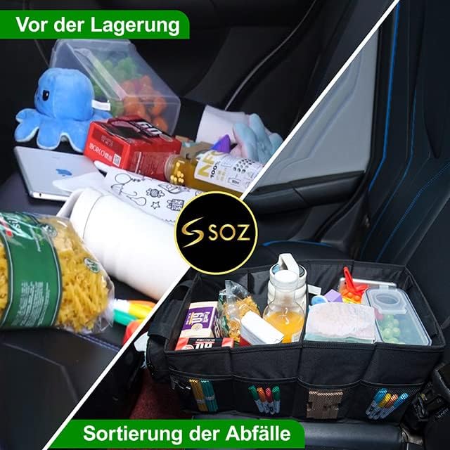 Soz® Wärmeisolierter Kofferraum-Organizer – Faltbare multifunktions XL Auto-Box mit 12 Fächern – 24
