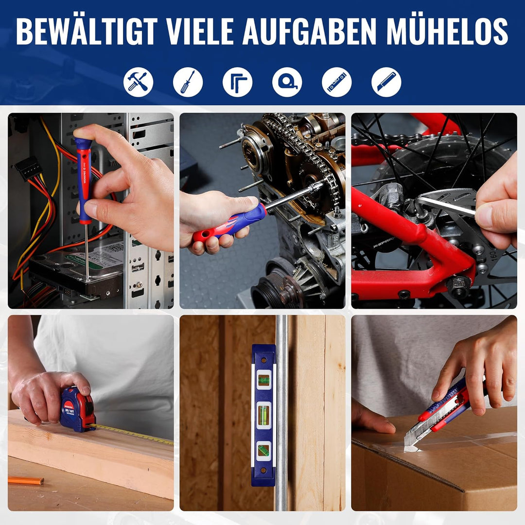 WORKPRO Werkzeugset Universal und Haushalts-Werkzeugkoffer 100-teilig Werkzeugsatz Mechaniker, perfe