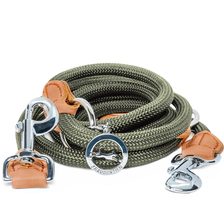 FREUDENTIER® Hundeleine 2m für mittelgrosse & grosse Hunde – 3-Fach verstellbar - Robustes Nylon abg