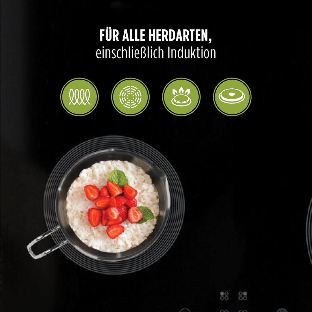 ROSMARINO Edelstahl-Induktions-Mokka-Kanne 300 ml - Moderne Türkische Cezve-Kaffeekanne mit 3-lagige