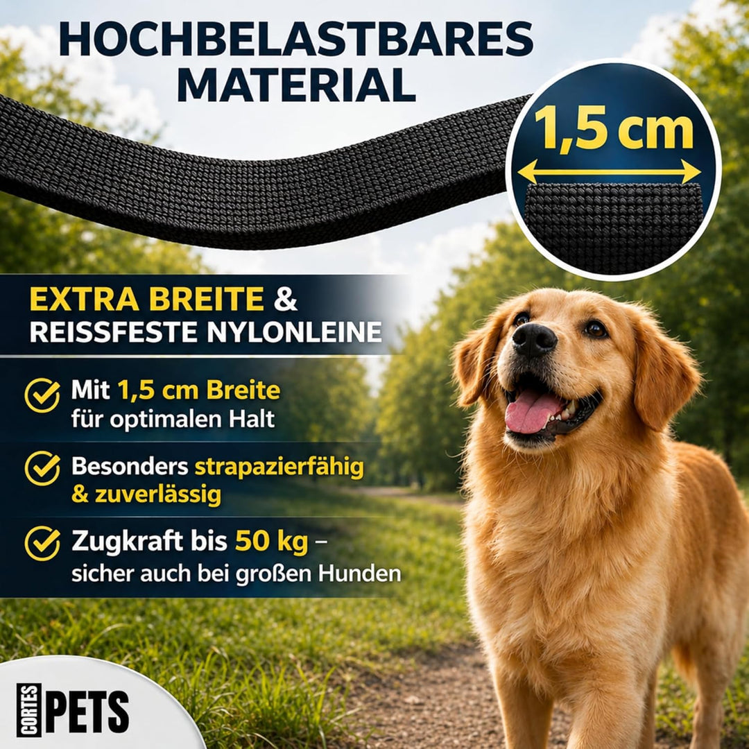 CORTESPETS® Rollleine – Hundeleine mit Kotbeutel – Ausziehbar bis zu 5 m – Für grosse und mittelgros