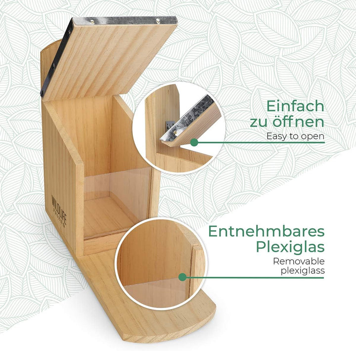WILDLIFE FRIEND I Eichhörnchen Futterhaus - fertig montiert aus Kiefernholz &amp; 100% wetterfest I 11x2