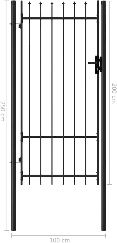 100x250 cm Zauntor mit Speerspitzen Stahl GartentüR Gartentor Gartenzaun Doppelstabmattenzaun Garten