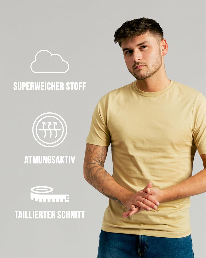 Performance Basic-T-Shirts für Männer Pack of 3-100% Reine Baumwolle Männer-T-Shirt-Kurzarm-T-Shirt