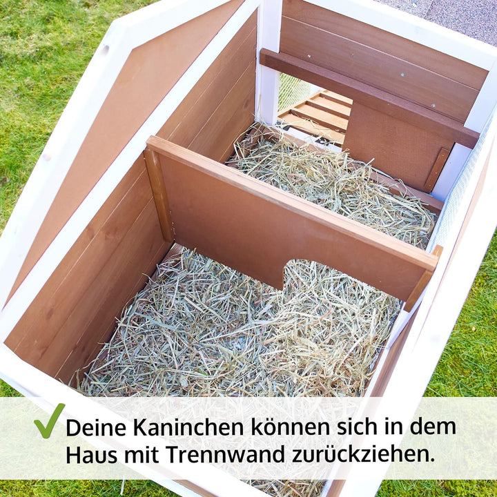zooprinz moderner Hasenstall, Kaninchenstall – aus massivem Vollholz ideal für draussen -Einfach zu