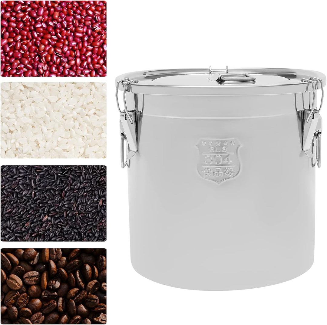 Vielrosse Edelstahl GetreidebehäLter, KüChe Lebensmittel Eimer Mit Deckel, Luftdichter Kanister Mehl