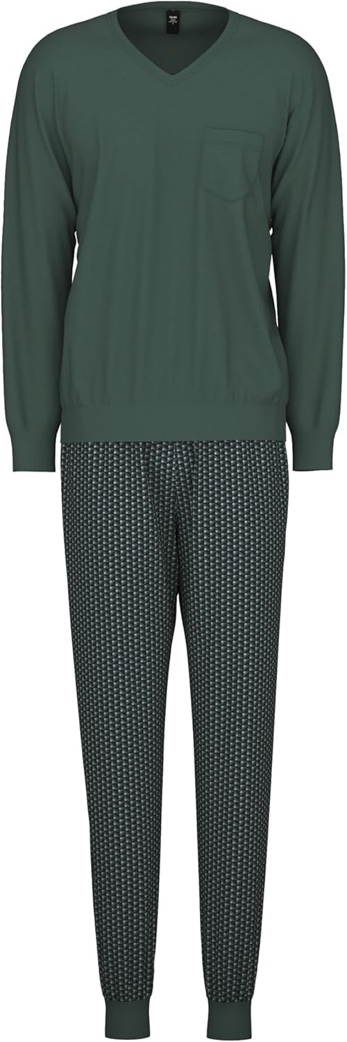 CALIDA Relax Imprint Bündchen-Pyjama Herren 58-60 Dark Glen, 58-60 Dark Glen